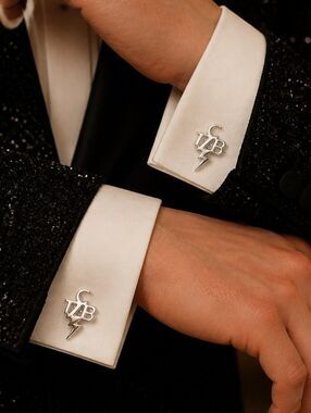 TCB Lightning Bolt Cufflinks Silver Elvis Inspired Rockabilly French Cuff Formal